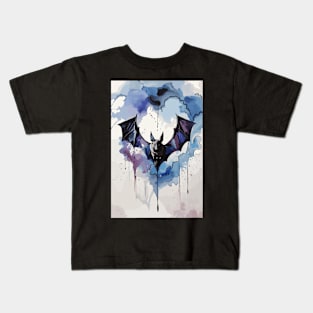 Blue Black Bat In Flight Mode Kids T-Shirt